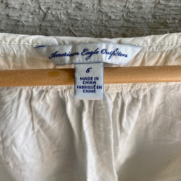 american eagle | cream peasant blouse | silk - Picture 3 of 6